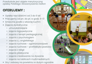 Plakat z ofertą przedszkola