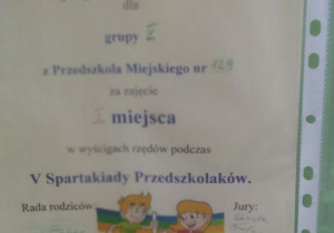 Dyplom za zajęcie I - go miejsca