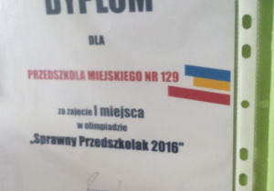 Dyplom za zajęcie I - go miejsca