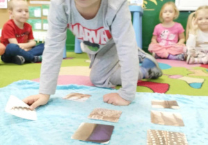 Dzieci uczestniczą w zabawie edukacyjnej „Znajdź pióro w zbliżeniu".