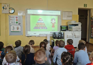 Dzieci oglądają film o zdrowym żywieniu