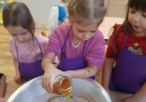 Dziewczynka dodaje miód