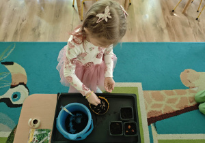 dziewczynka sieje roślinkę