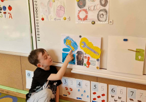 Chłopiec wybiera pracę , która najbardziej jej się podoba