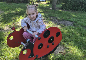 Dziewczynka bawi się na biedronce