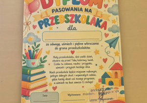 Dyplom pasowania na przedszkolaka