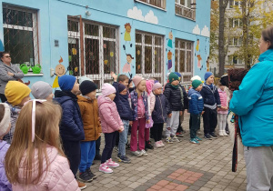 Dzieci oglądają alpaki