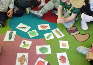 Chłopiec wskazuje packa określone warzywa na obrazku.